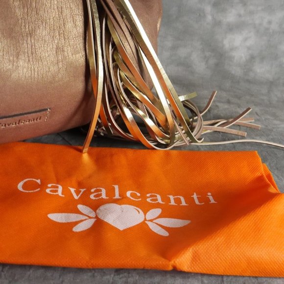 NWT CAVALCANTI Bronze/Gold Tassel Leather Shoulder w/Reptile Embossed Strap ANB - Picture 2 of 9